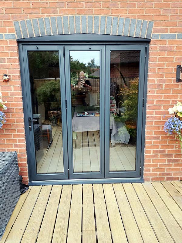 Anthracite grey aluminium bi folding door